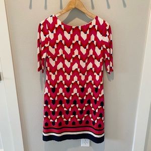 Eliza J | pink geometric polyester swing dress | size 8